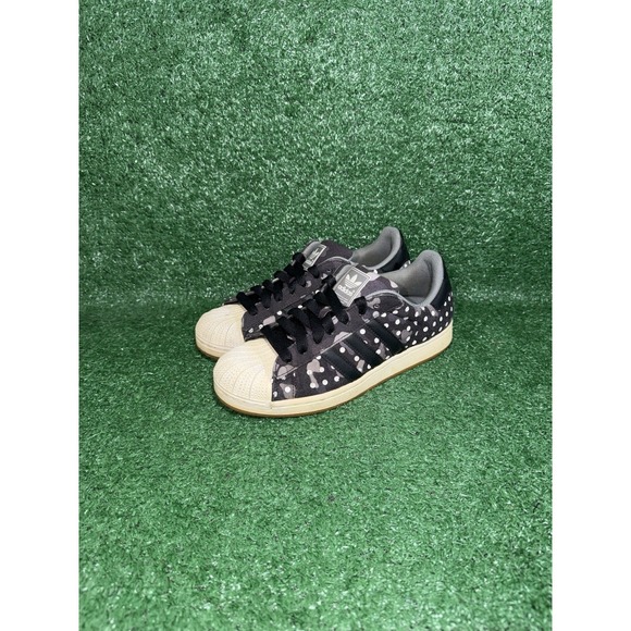 Adidas Superstar Shoes Women 8.5 Mens 7 Black Polka Dot Shell Toe Casual Sneaker - Picture 3 of 9